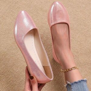 Goldtone Versatile Shallow Slip-On Ballet Flats For Women, Breathable Textile,